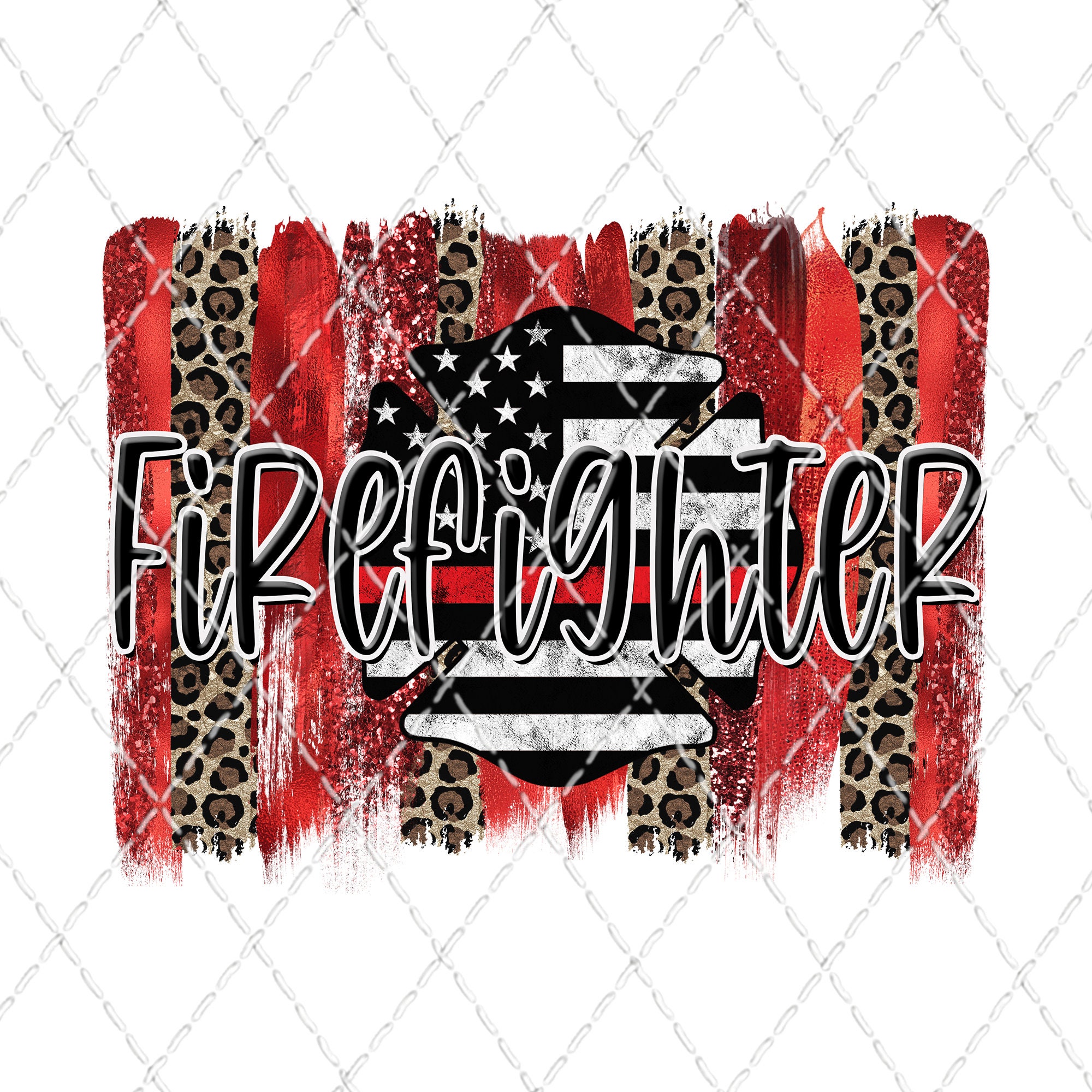 Ripped Shirt Firefighter Printable 300DPI PNG Thin Red Line Sublimation Design Sublimation Print