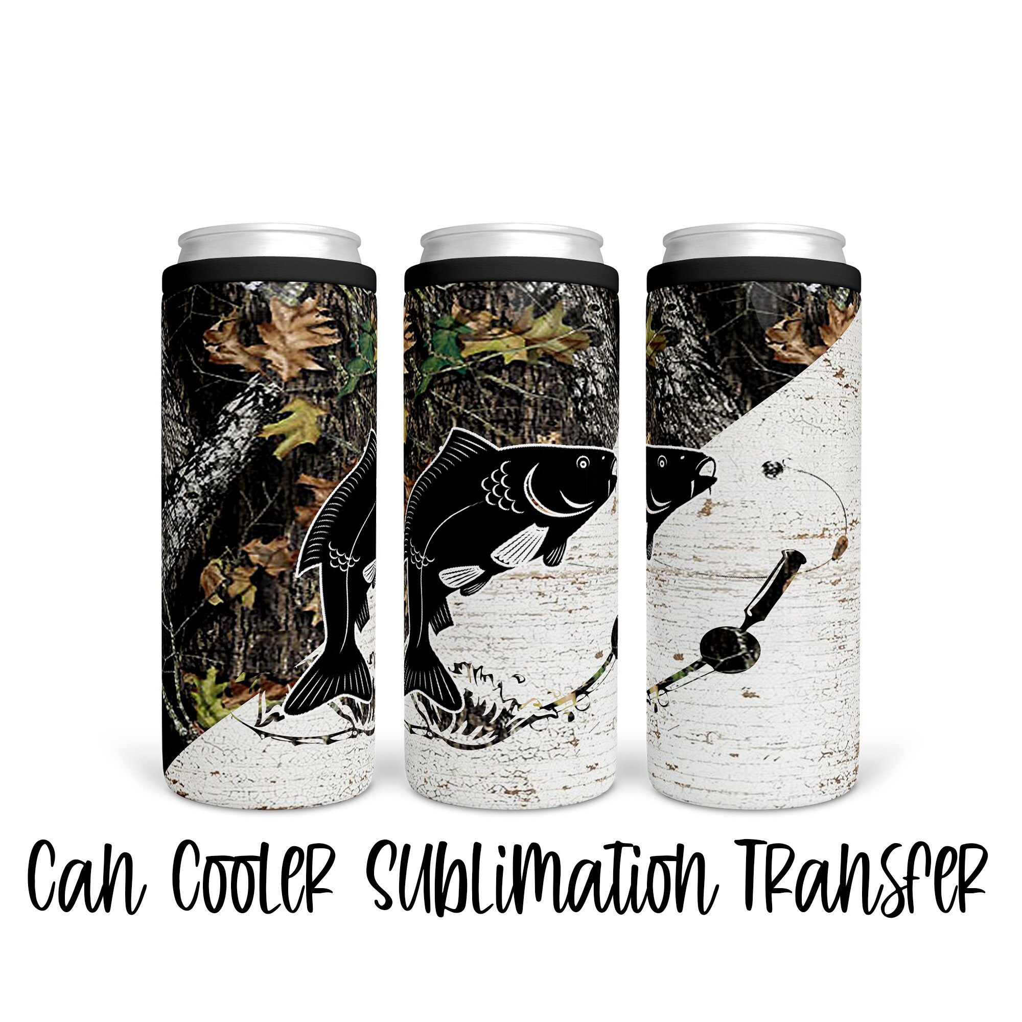 Carp – Can Cooler Sublimation Transfer – Ready To Press – Heat Transfer –  12 OZ – Can Cooler – Camo – Fishing – Fish – Tall Boy