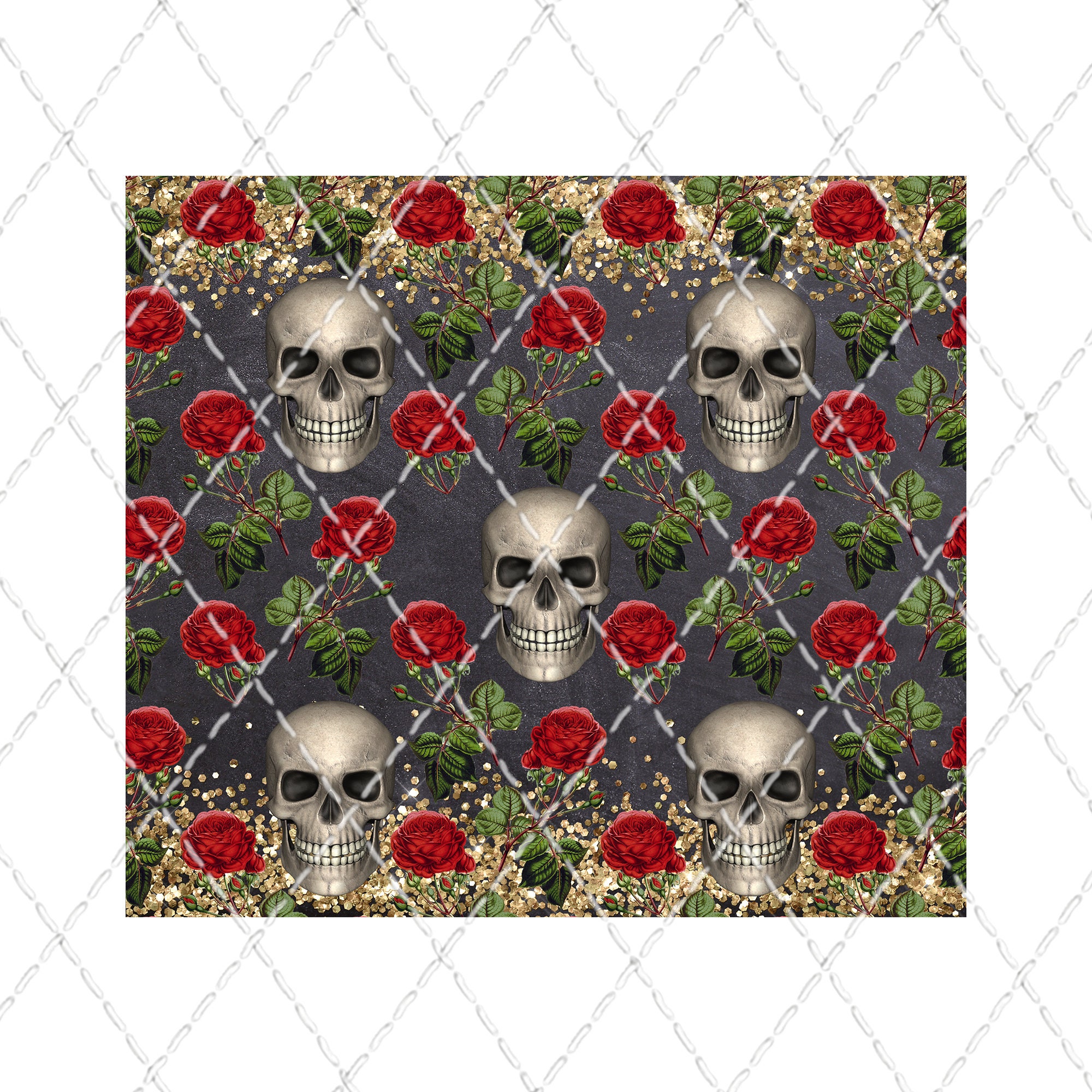Skulls & Roses – Tumbler Sublimation Transfer – Ready To Press – Heat ...