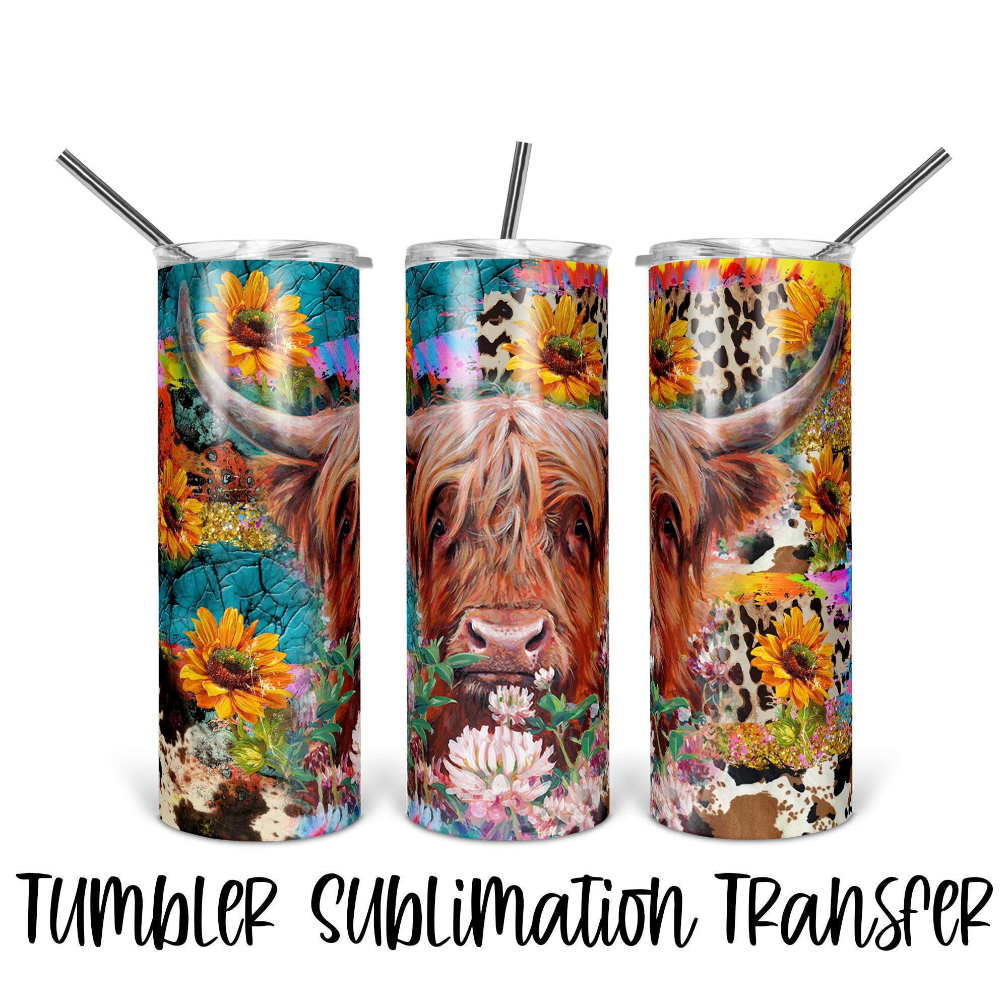 Highland Cow – Tumbler Sublimation Transfer – Ready To Press – Heat  Transfer – 20 OZ – 30 OZ – Skinny Tumbler – Leopard – Sunflowers – Teal